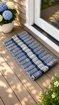 Light Gray, Light Tan & Navy Blue Accent Lobster Rope Doormat