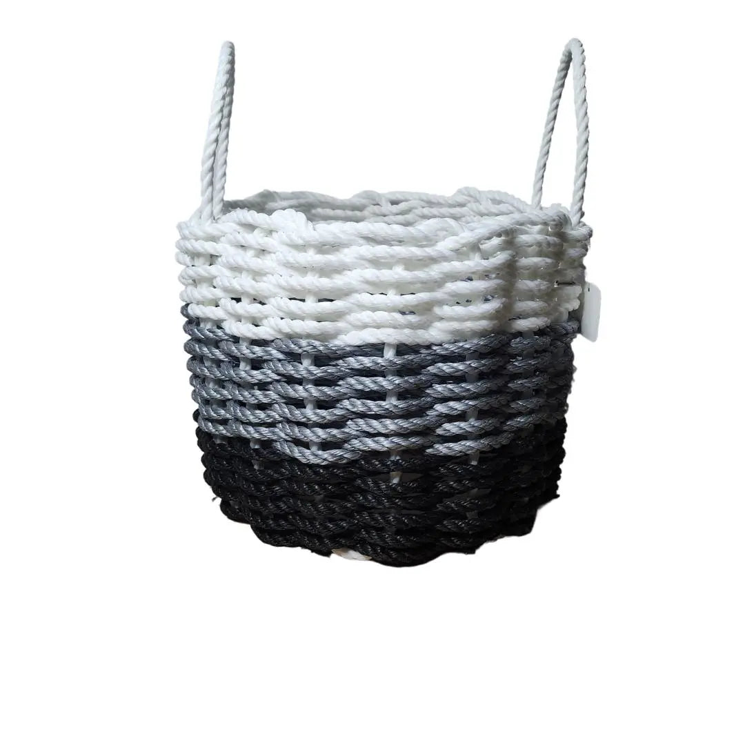 Black, gray and white ombre rope basket