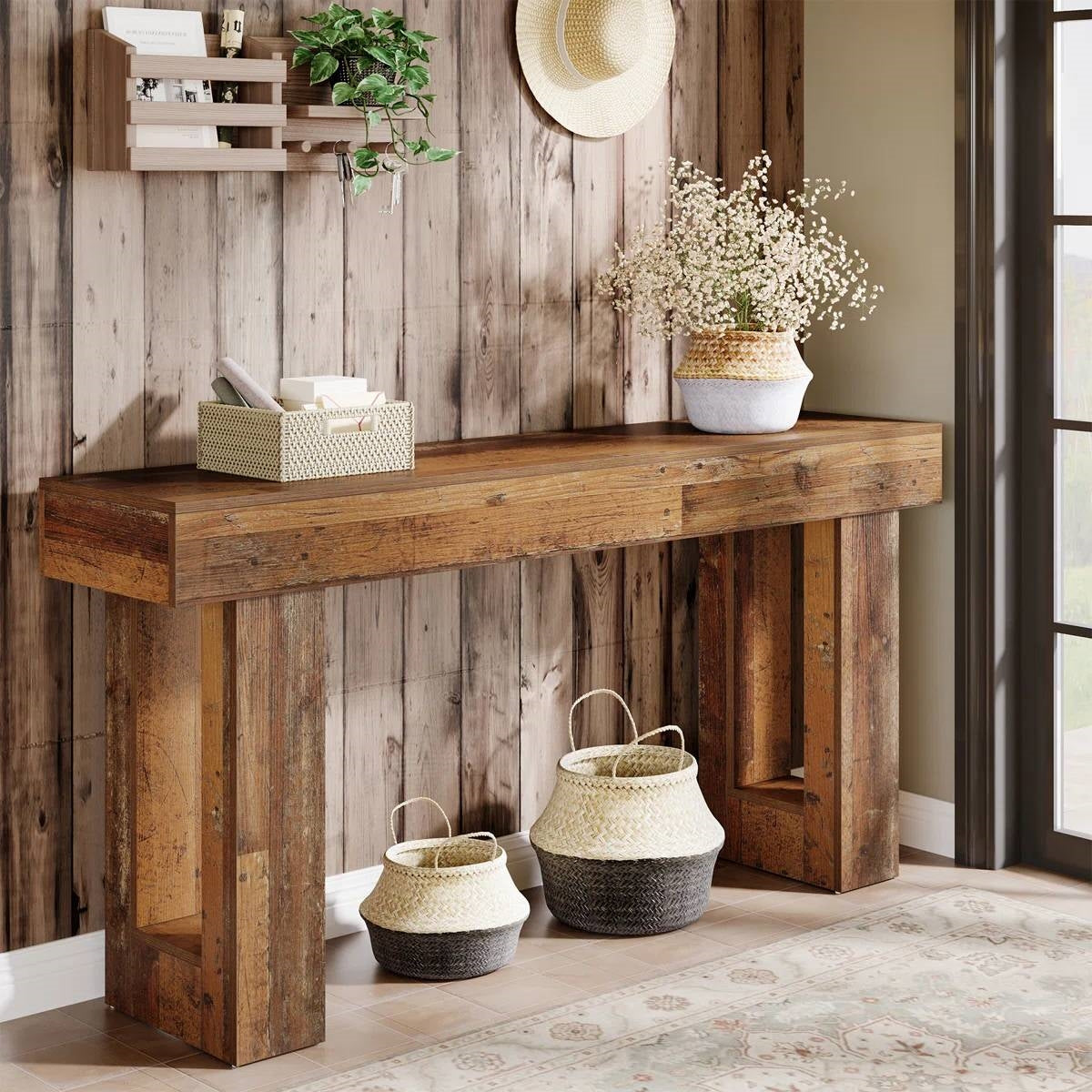 63-inch distressed wood farmhouse console table by HomePacific