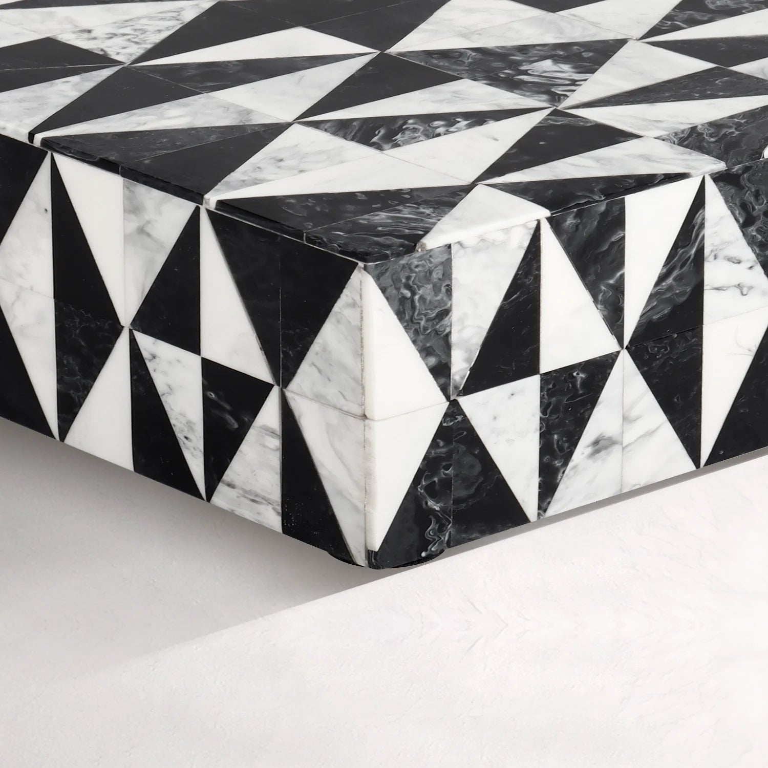 Decorative Box Medley Harlequin Resin Inlay, Black - White, 6 sizes