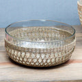 Cage extra large serving bowl with handwoven seagrass wrap