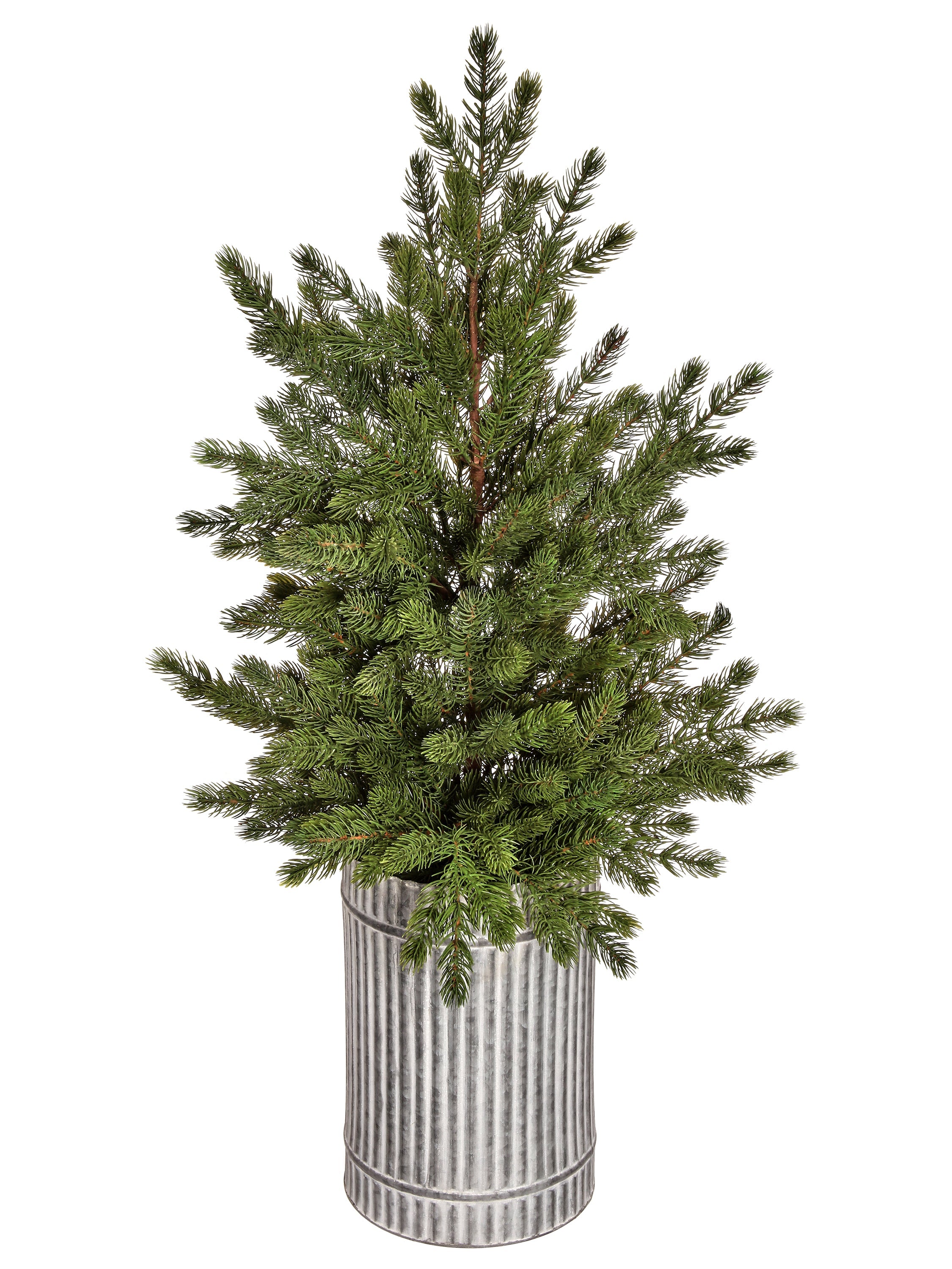 Potted artificial spruce tree