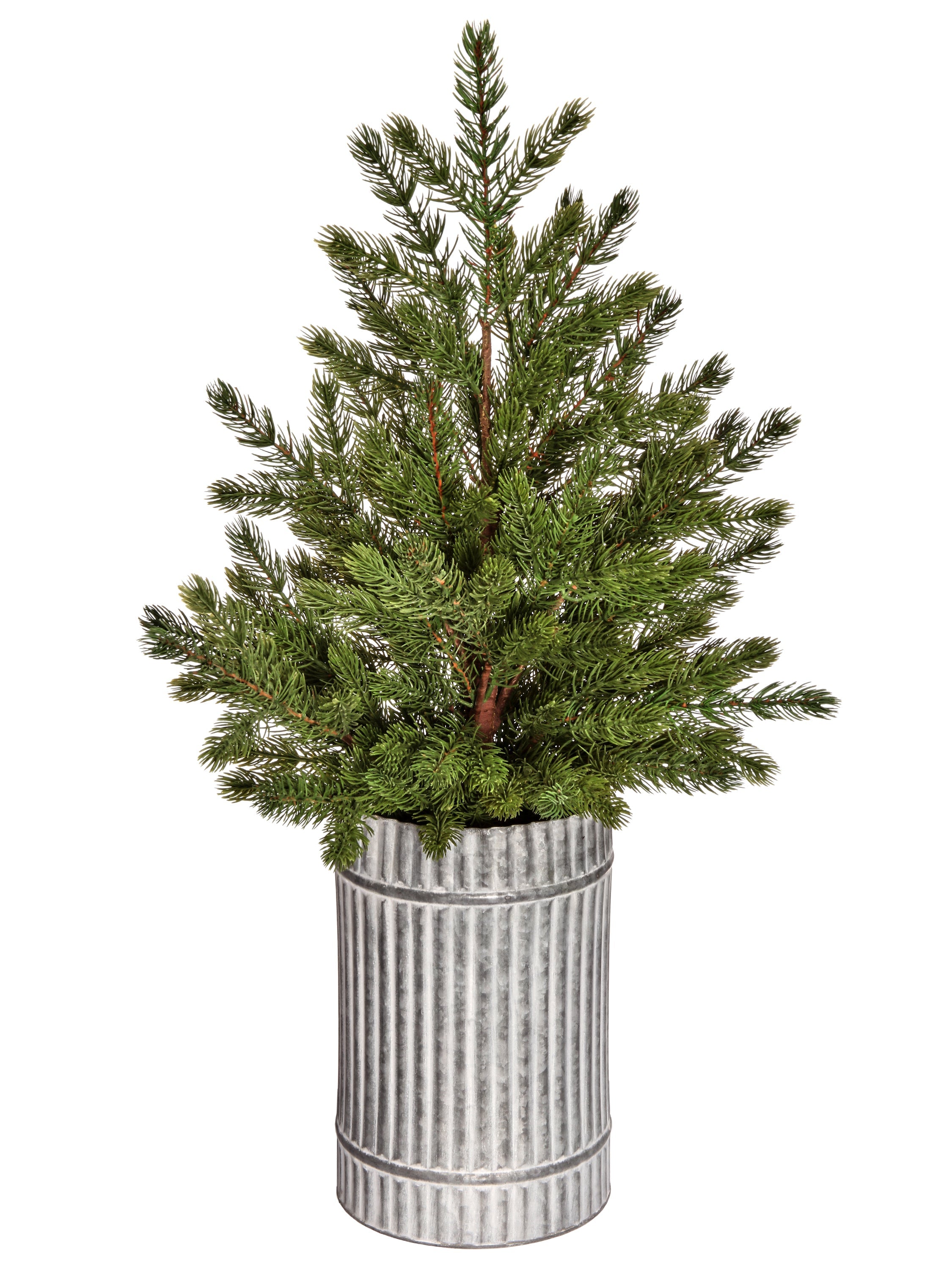 Potted artificial spruce tree