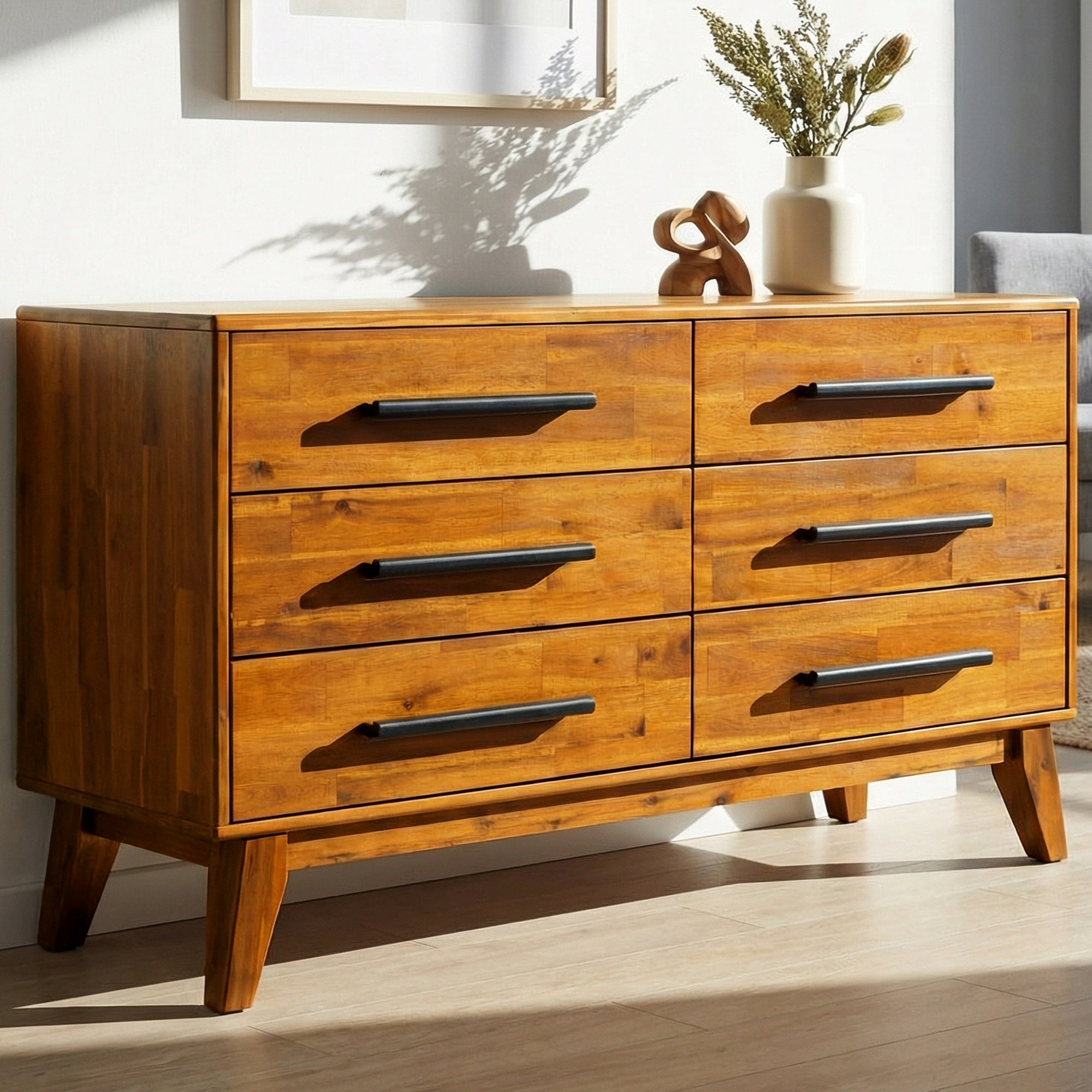 Legacy solid wood dresser in caramel finish