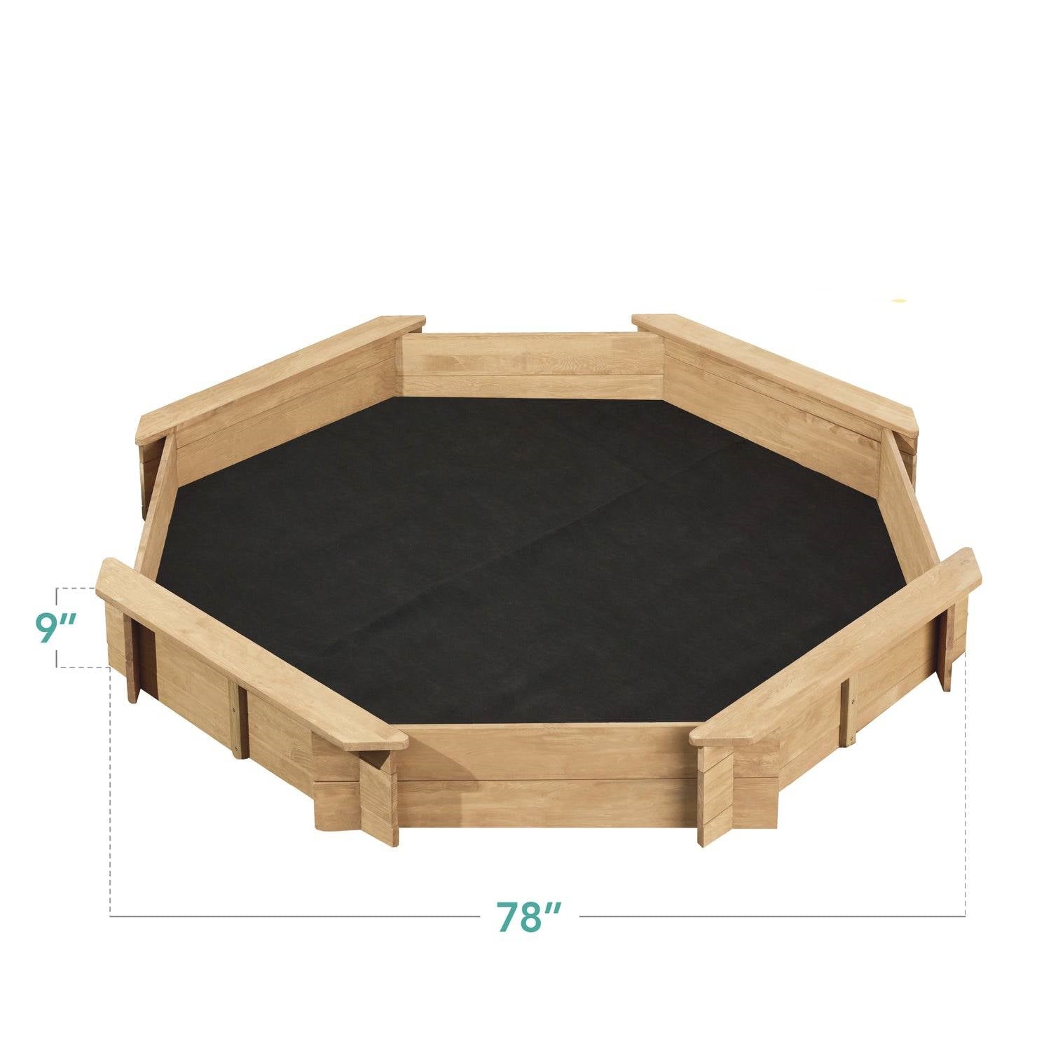 Natural Wood Octagonal Outdoor Sandbox with Cover