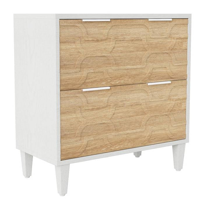 Natural & White 2-Drawer Filing Cabinet Printer Stand