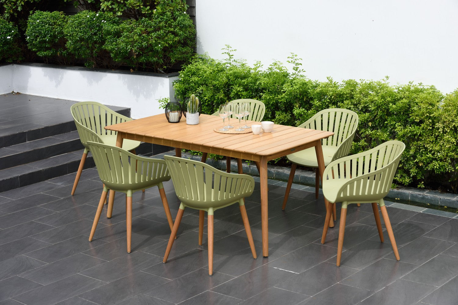 Nassau Sage Green seven-piece outdoor dining set