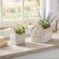 Porcelain House & Barn Planter Set