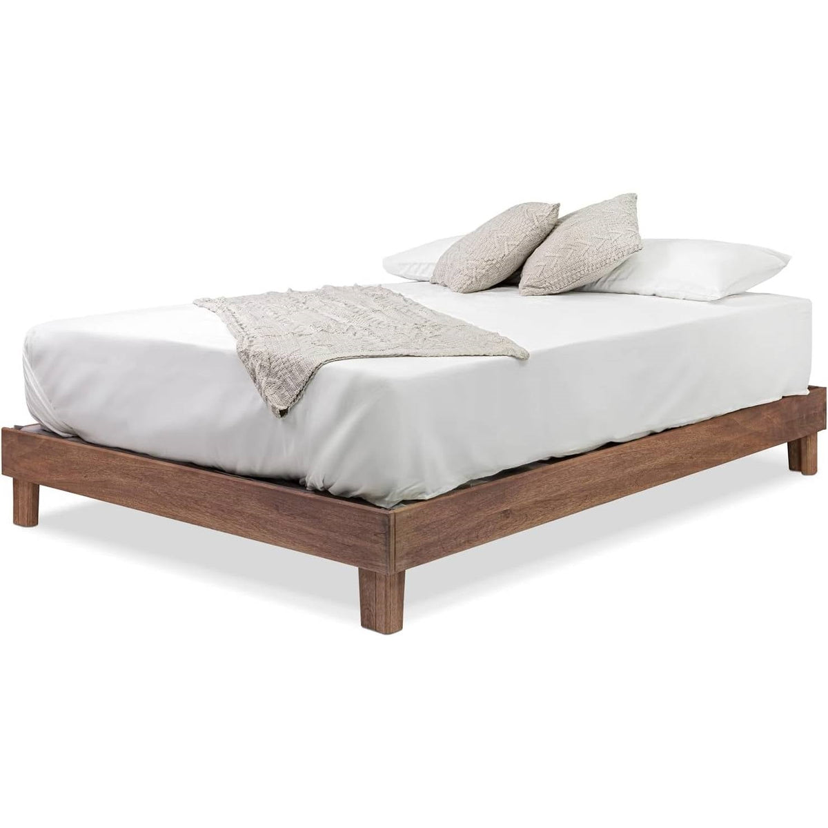 King Solid Poplar Platform Bed - Oak Finish, Made in USA