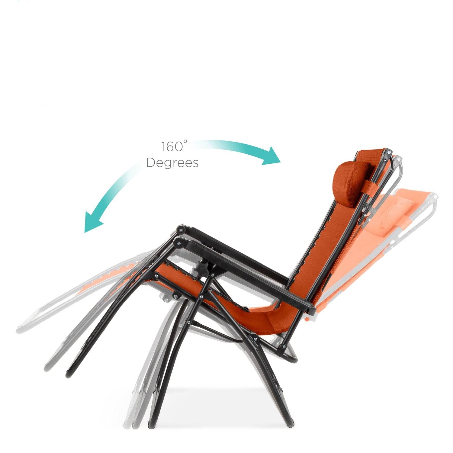Orange Zero Gravity Folding Lounge Chair with Canopy