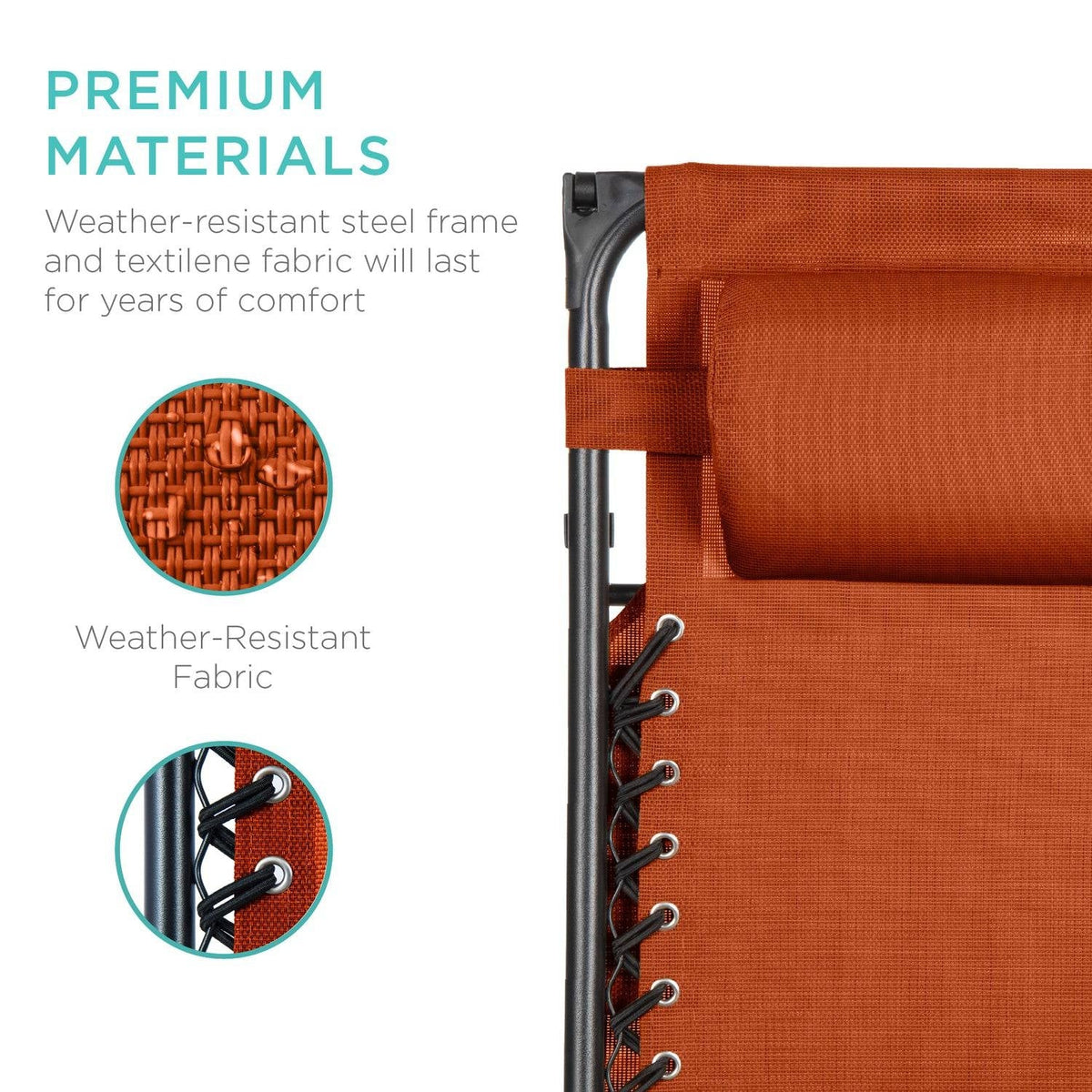 Orange Zero Gravity Folding Lounge Chair with Canopy