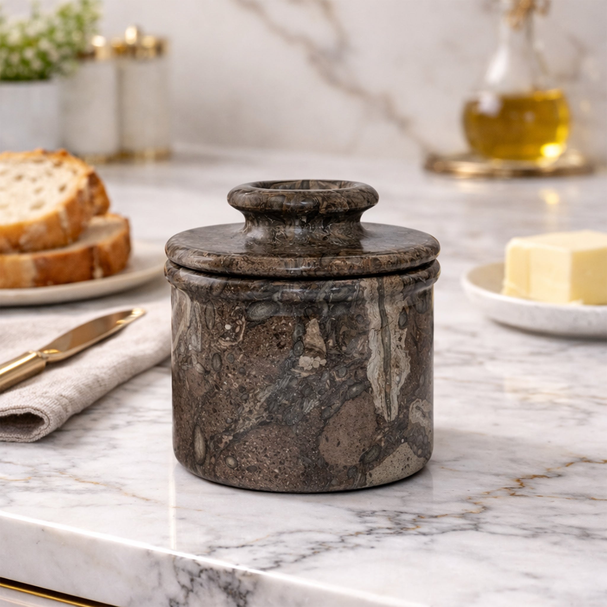 Oceanic Marble Butter Keeper with Lid - French Butter Keeper