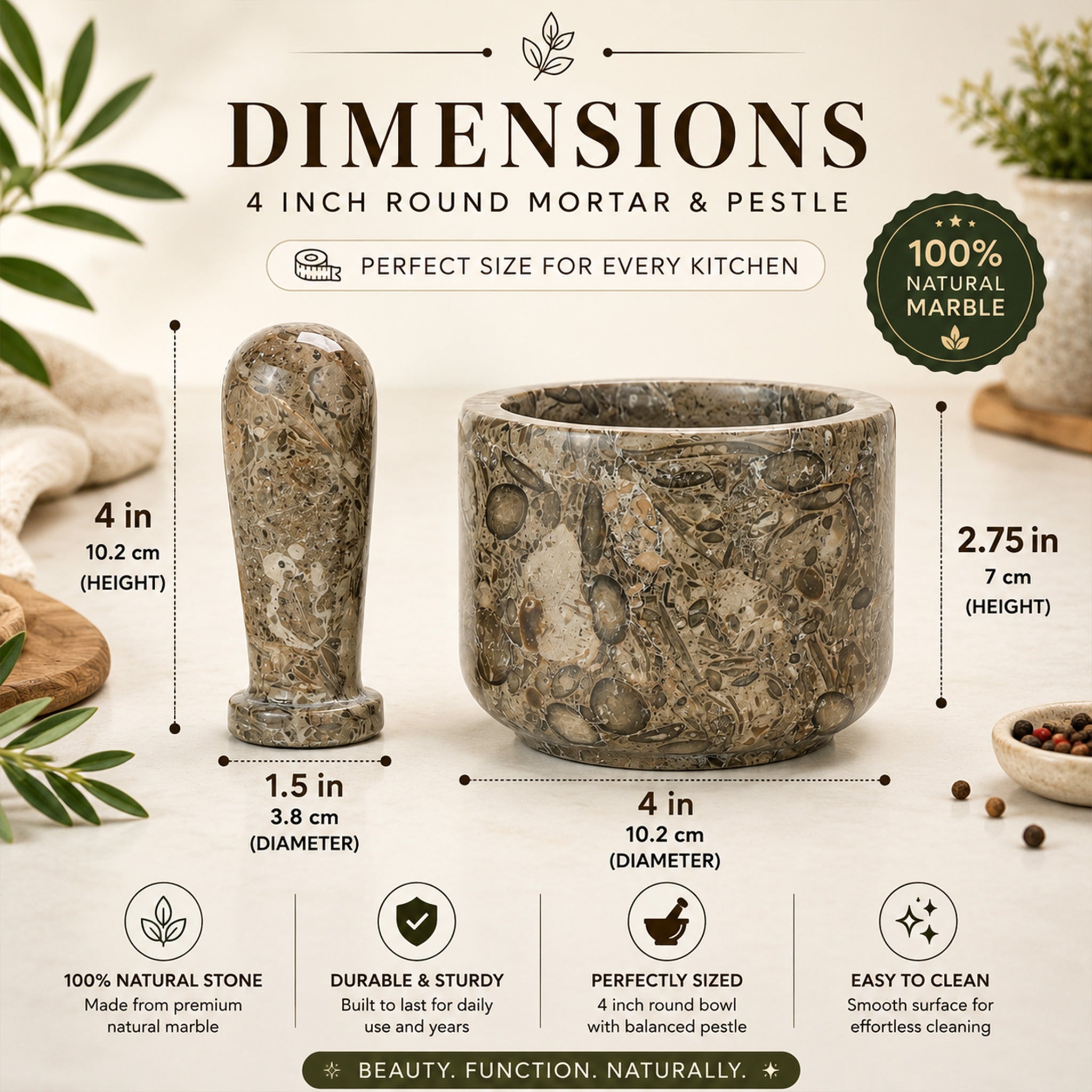 Oceanic Mortar And Pestle (4 inch)