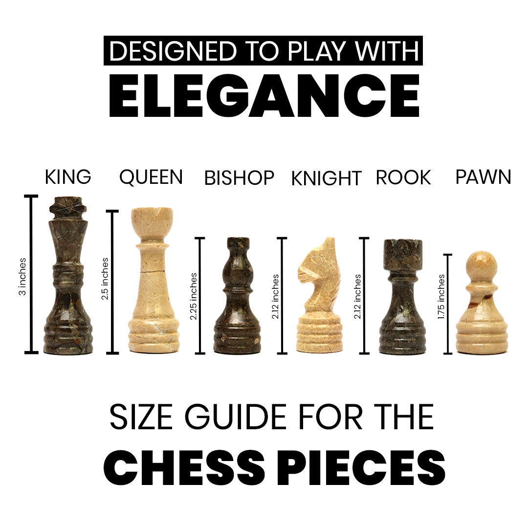 Grey Oceanic and Verona Marble Chess Pieces for 12 to 16 Inches Board - (Pieces Only)