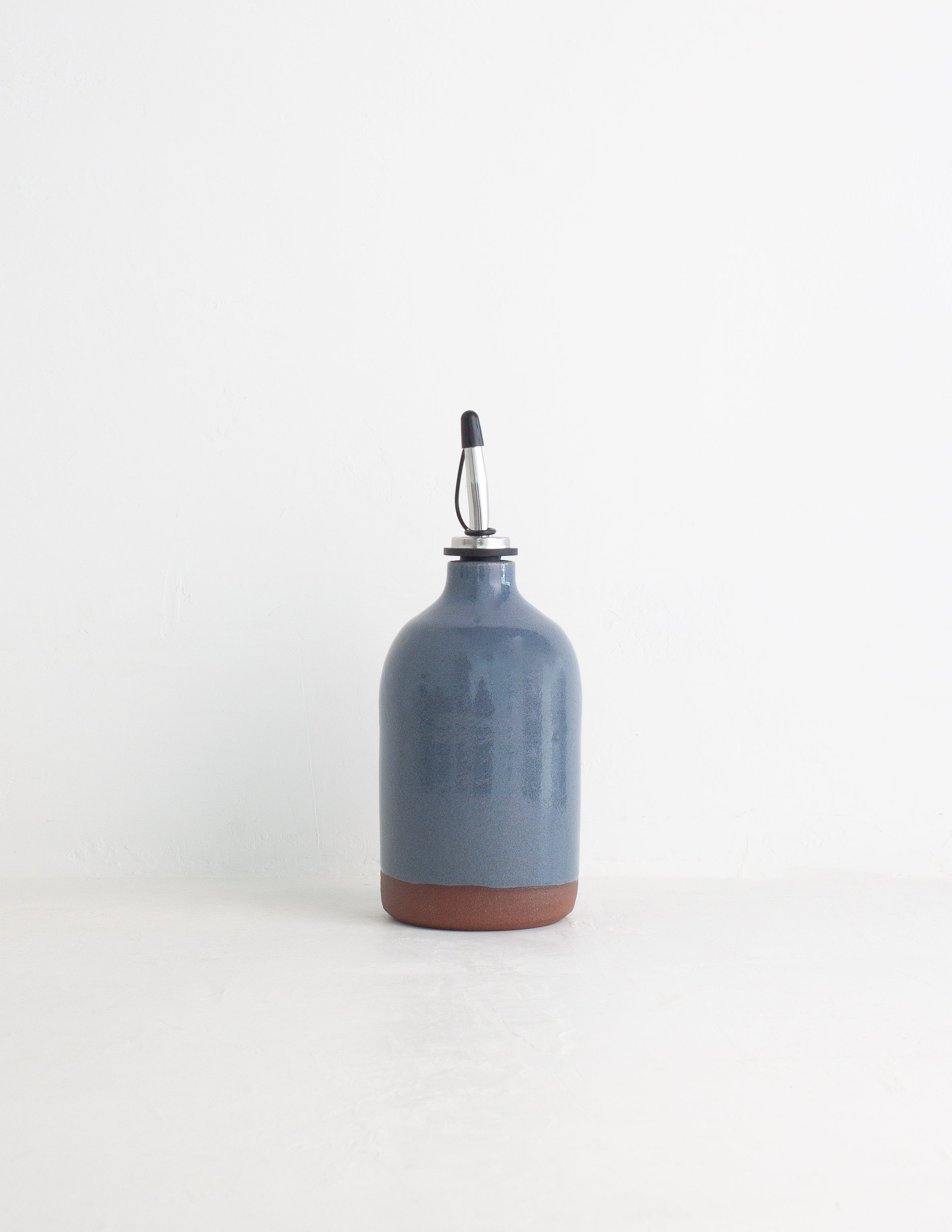Handmade ceramic oil cruet blue glaze