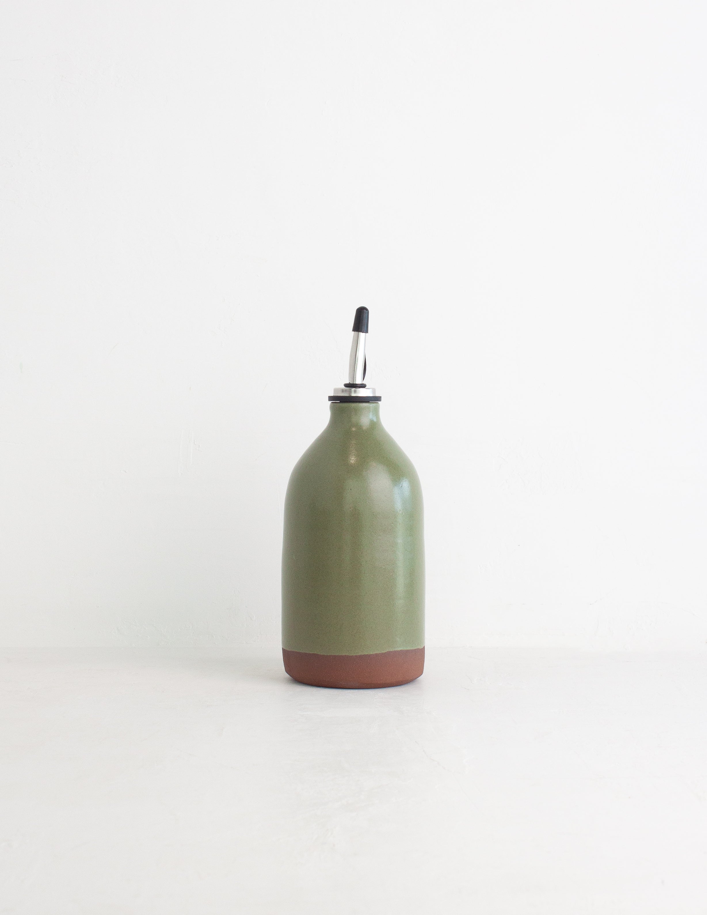 Handmade ceramic oil cruet white glaze