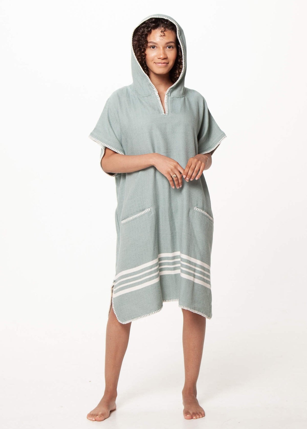 Organic Turkish Cotton Hooded Beach Poncho Cover-Up