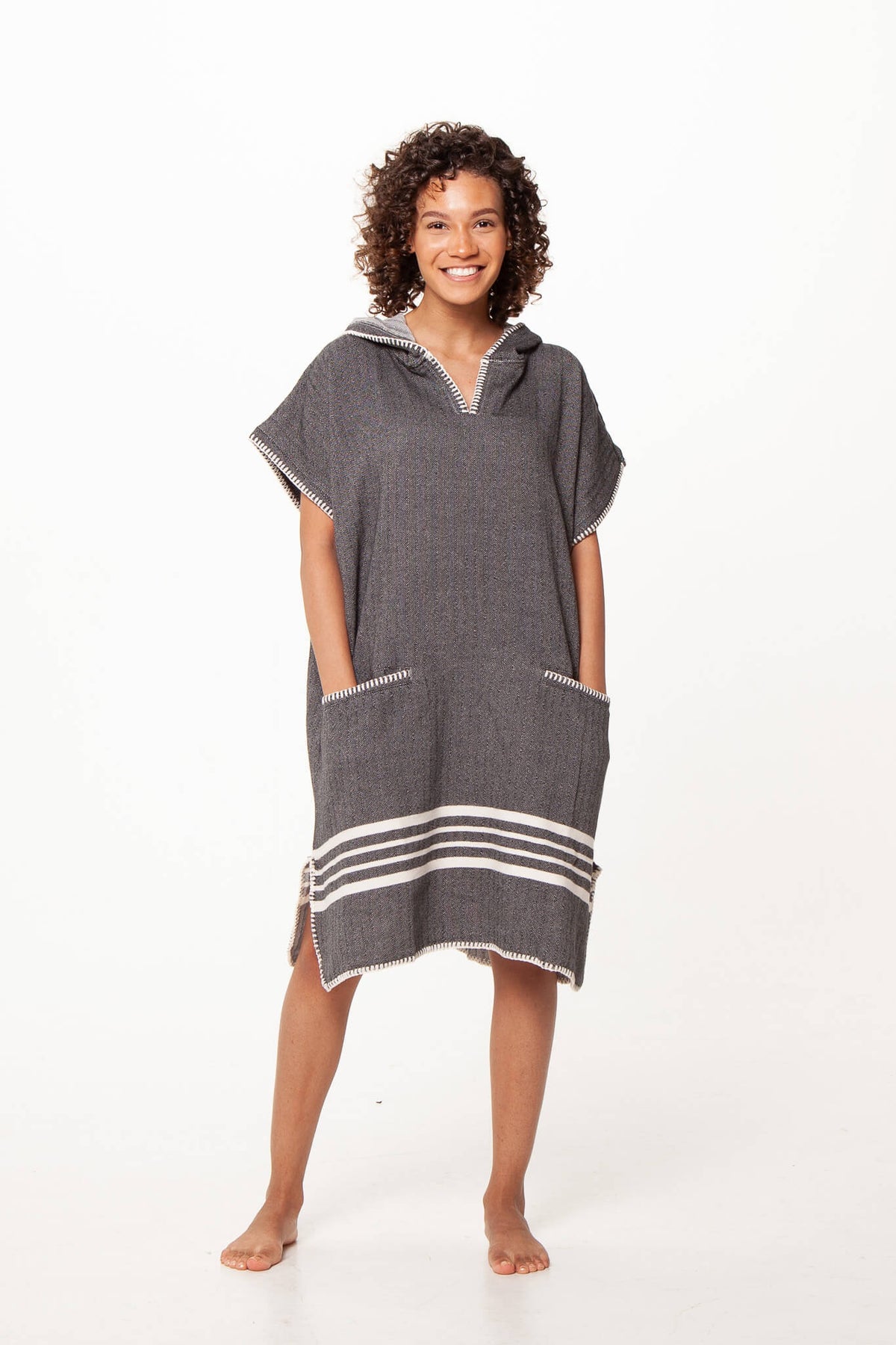 Organic Turkish Cotton Hooded Beach Poncho Cover-Up