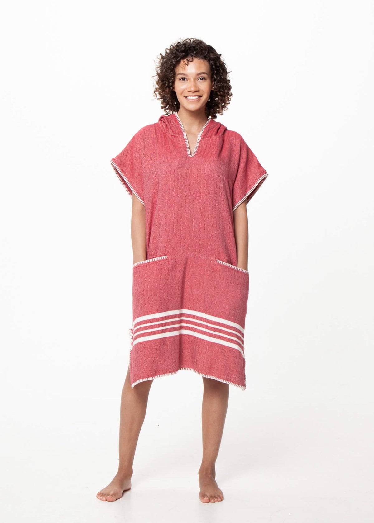 Organic Turkish Cotton Hooded Beach Poncho Cover-Up