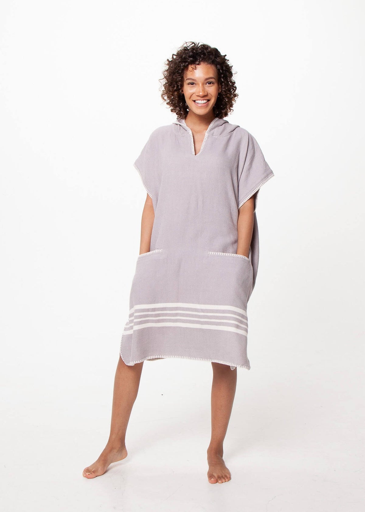 Organic Turkish Cotton Hooded Beach Poncho Cover-Up