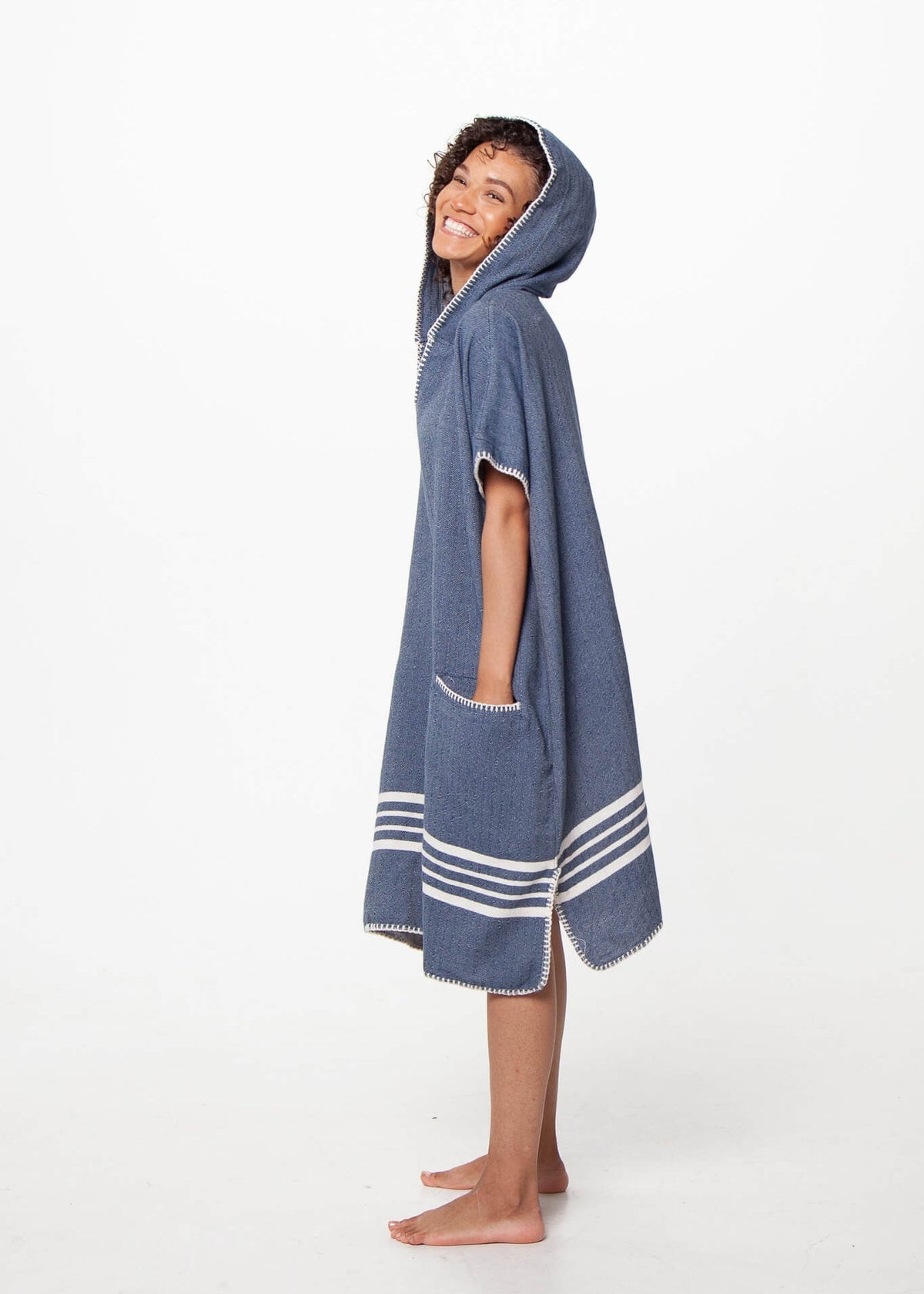 Organic Turkish Cotton Hooded Beach Poncho Cover-Up