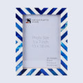 Blue White Chevron Bone Inlay Picture Frame 4x6 5x7 8x10
