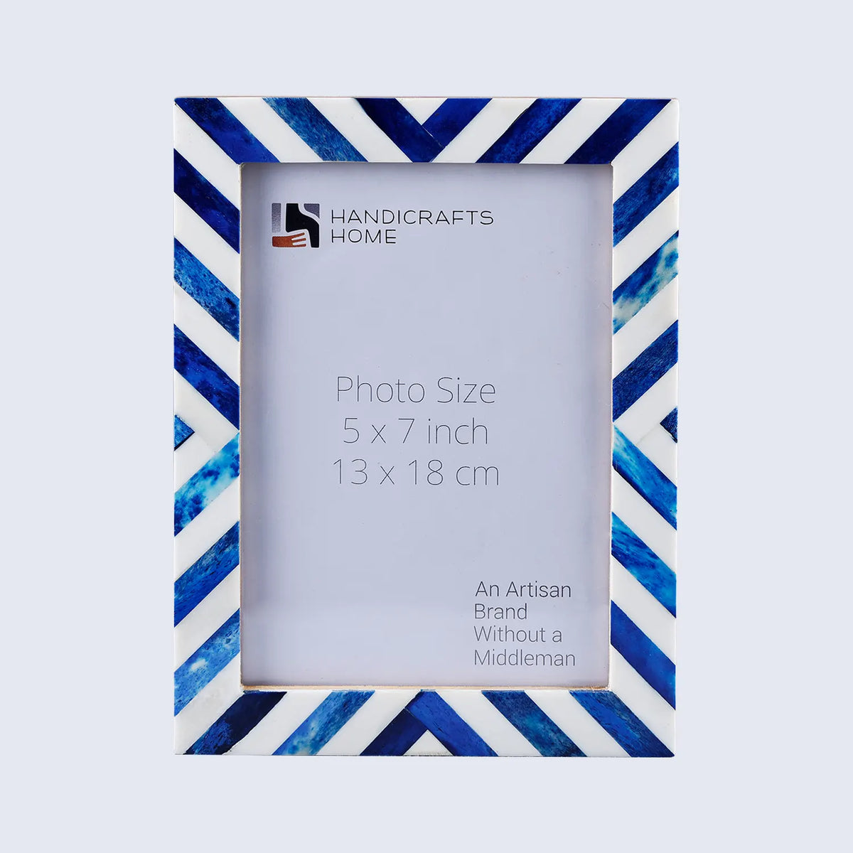 Blue and white chevron bone inlay picture frame