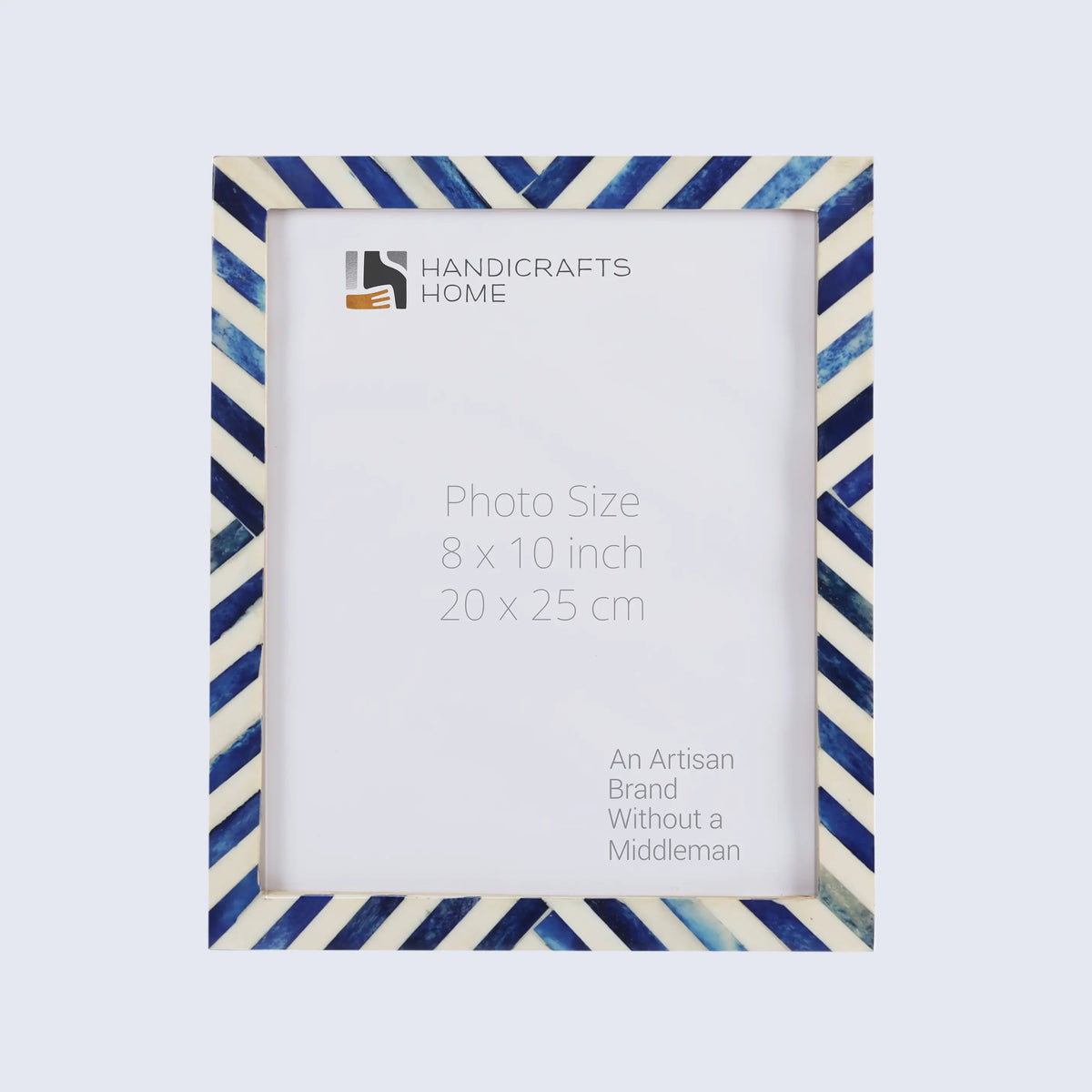 Blue and white chevron bone inlay picture frame