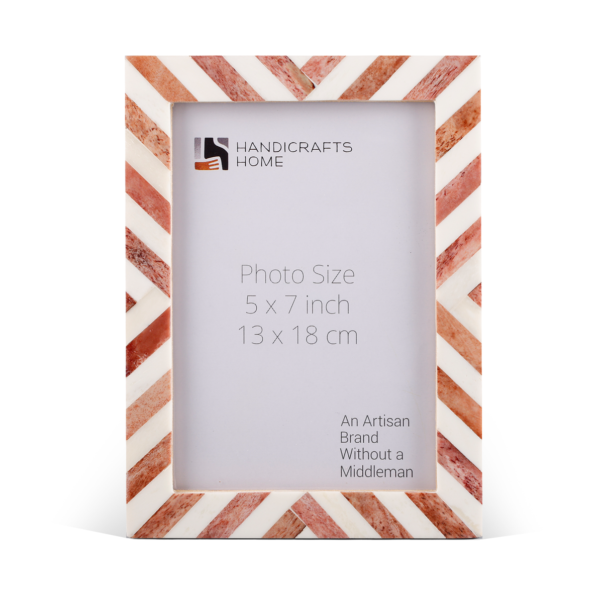 Brown and white chevron bone inlay picture frame