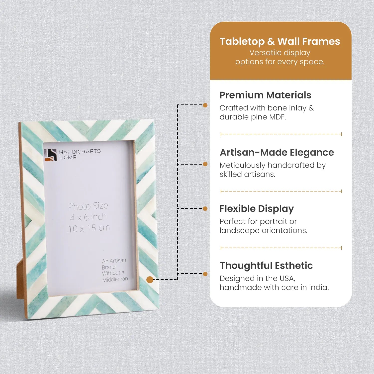 Green White Chevron Bone Inlay Picture Frame 4x6 5x7 8x10
