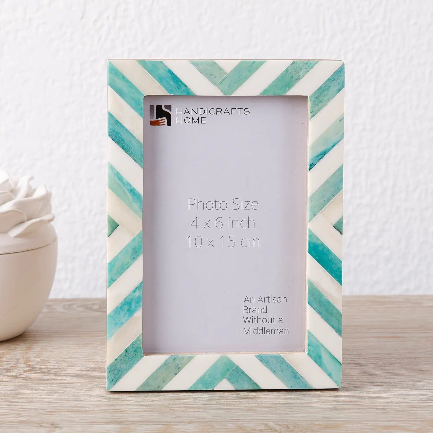 Green White Chevron Bone Inlay Picture Frame 4x6 5x7 8x10