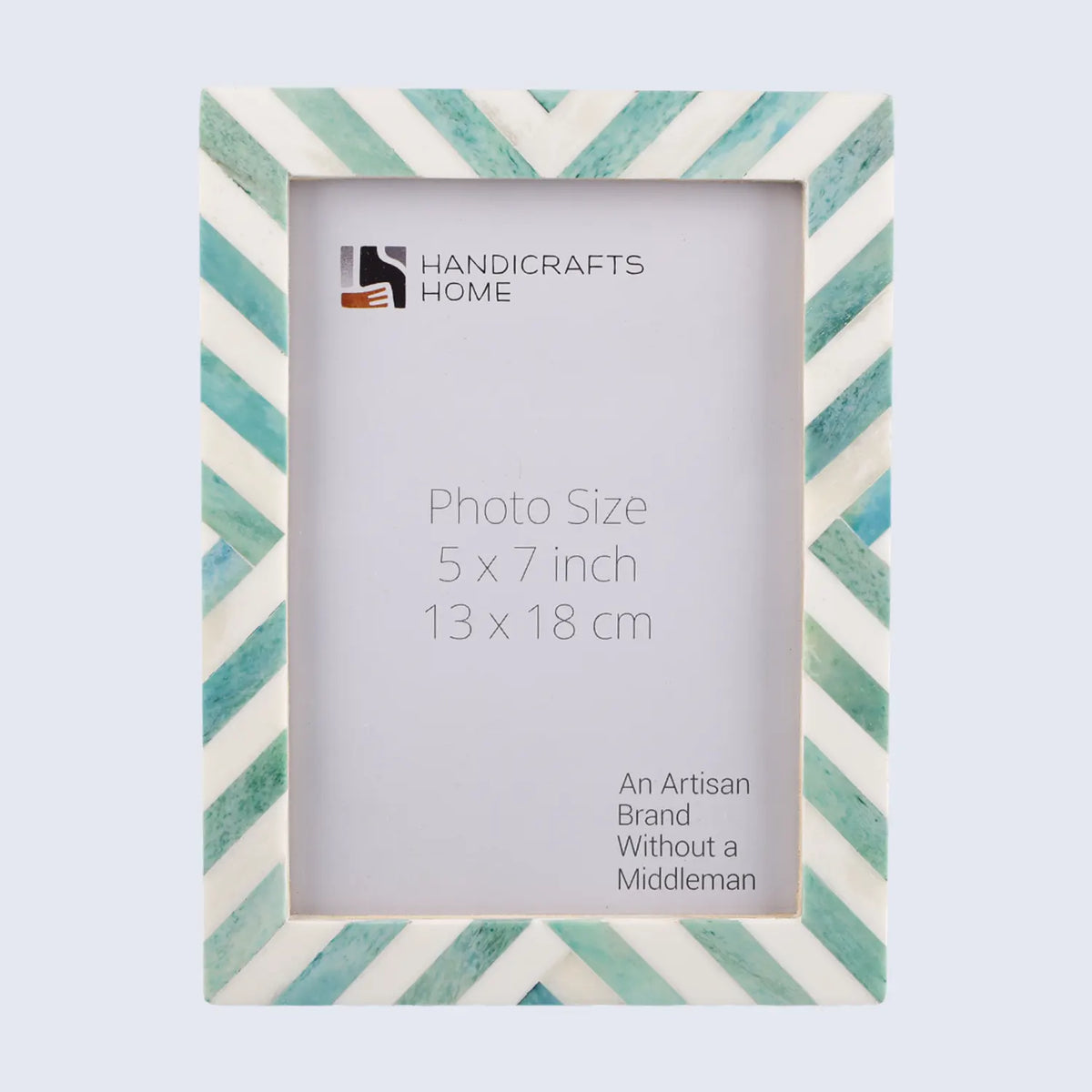 Green chevron bone inlay picture frame