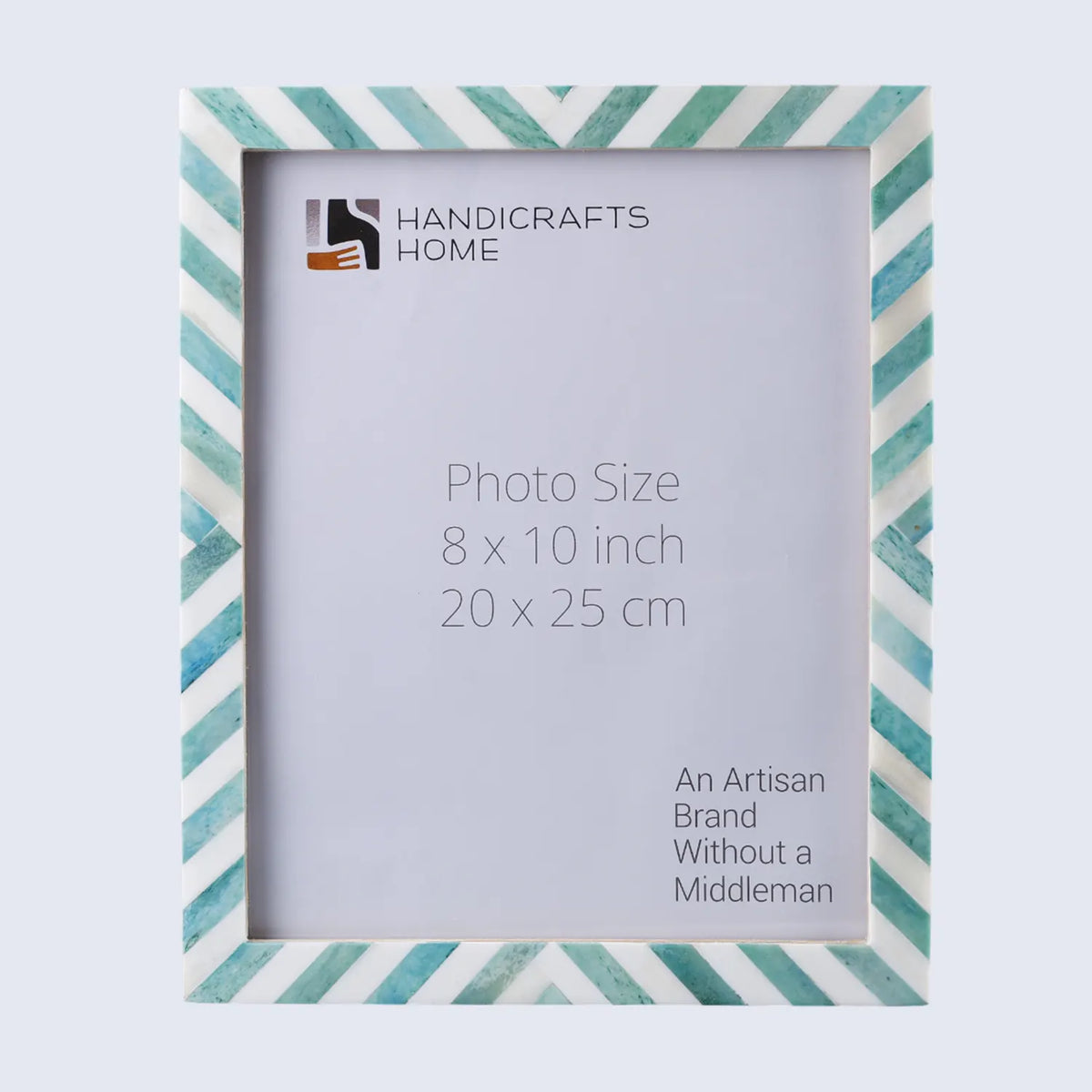 Green chevron bone inlay picture frame