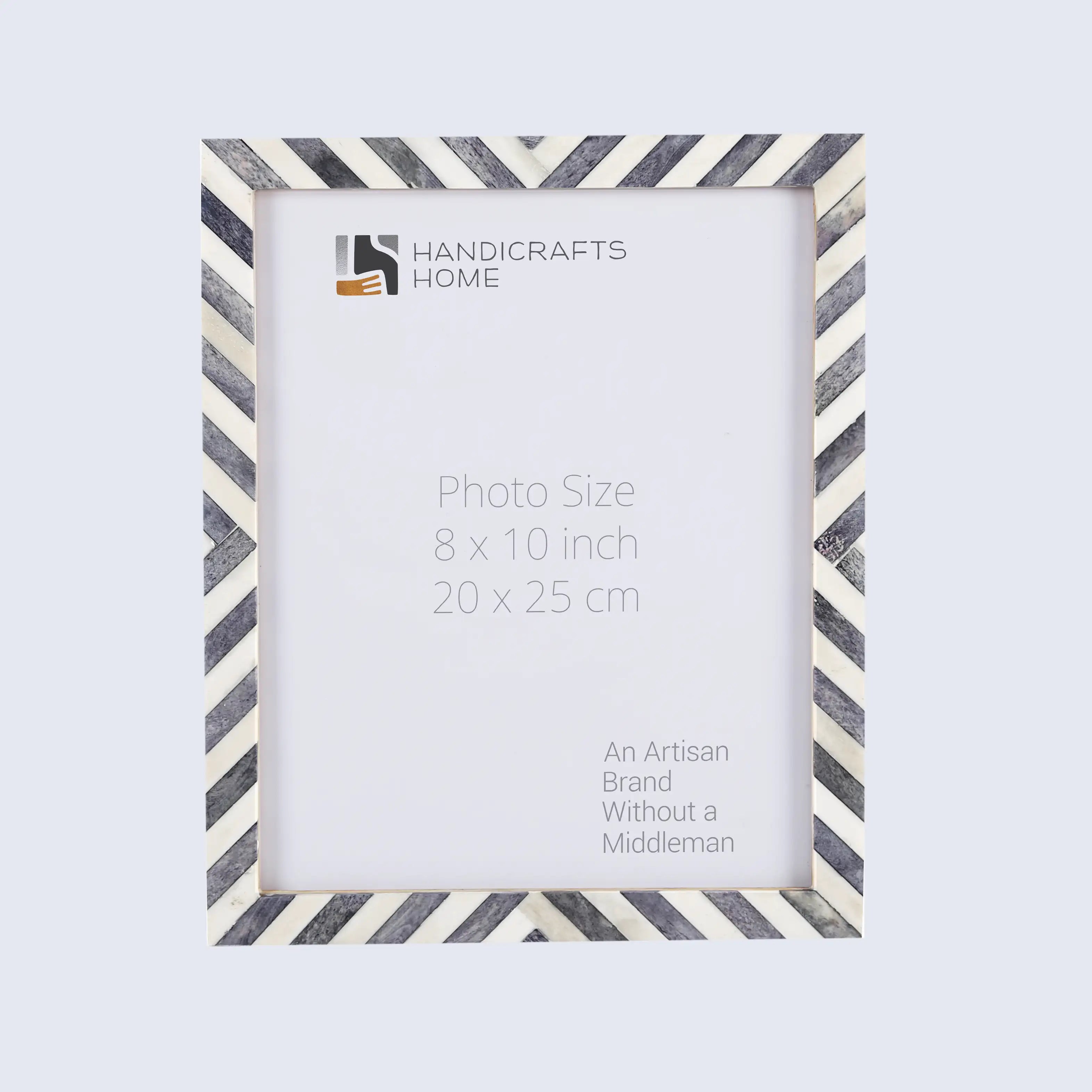 Grey White Chevron Bone Inlay Picture Frame 4x6 5x7 8x10