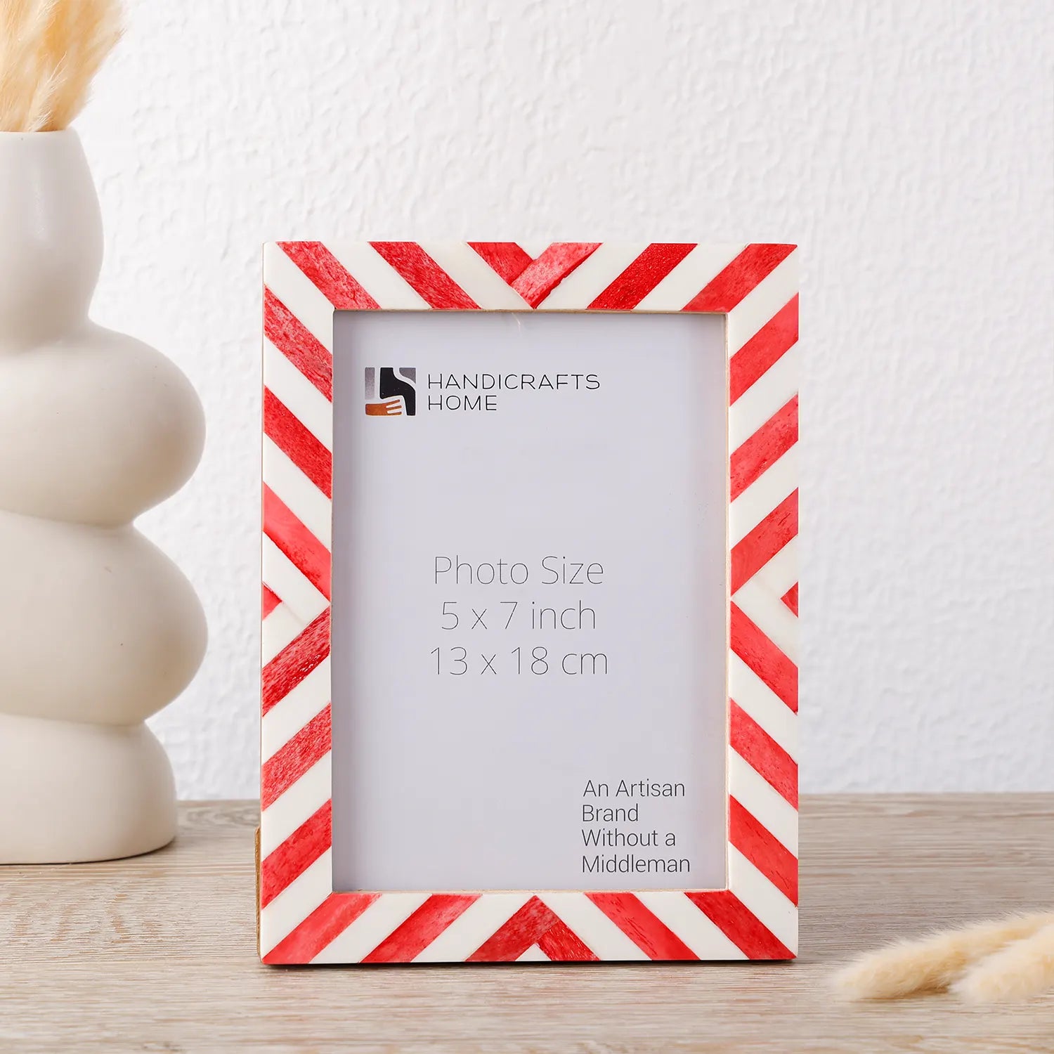 Red White Chevron Bone Inlay Picture Frame 4x6 5x7 8x10