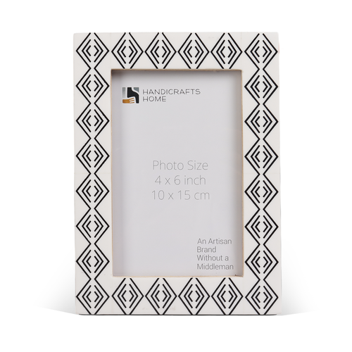 Black and ivory diamond resin inlay picture frame
