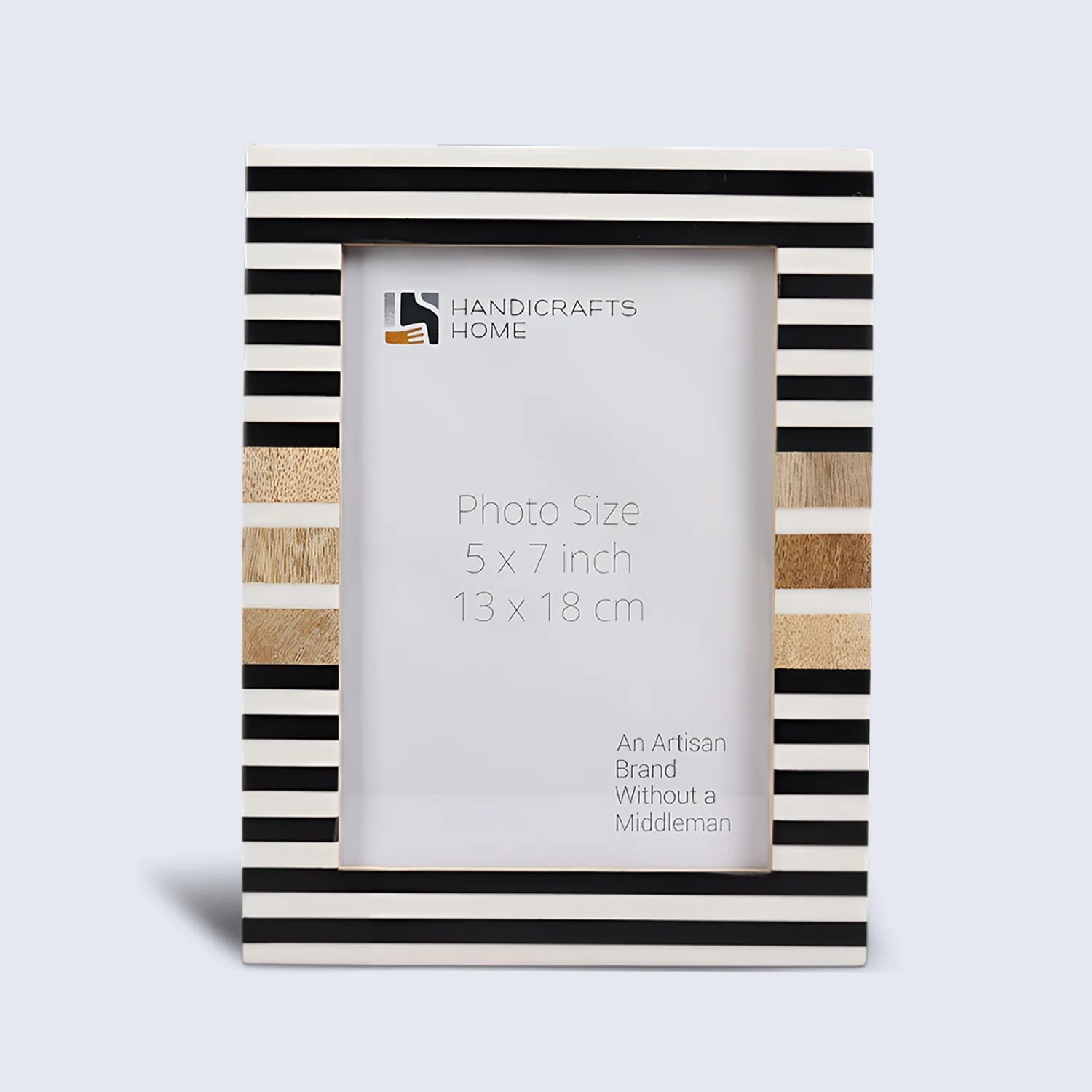 Picture Frame Stripewood Collection Wood & Resin Inlay Black & White – 4x6 & 5x7"
