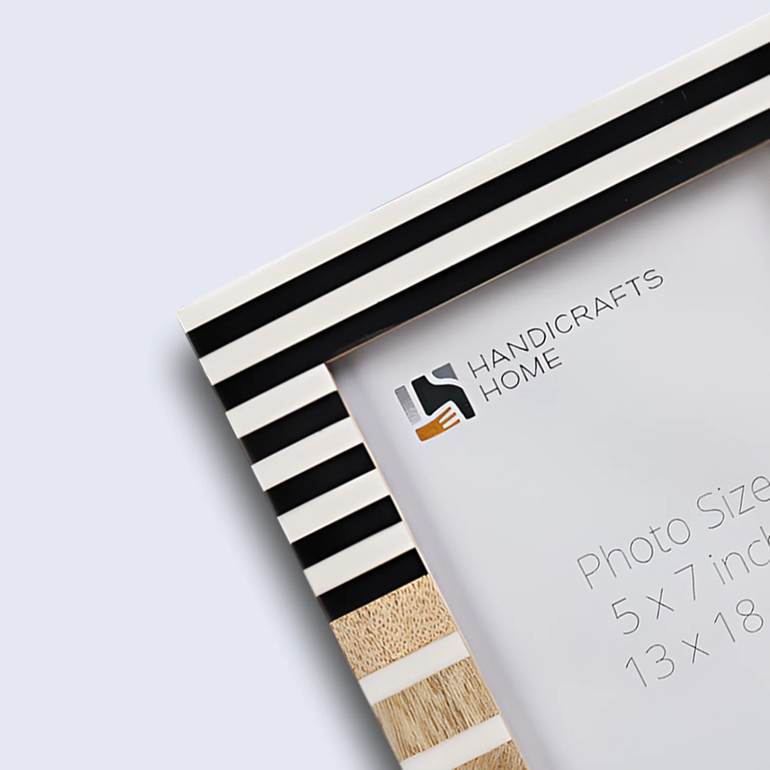 Picture Frame Stripewood Collection Wood & Resin Inlay Black & White – 4x6 & 5x7"