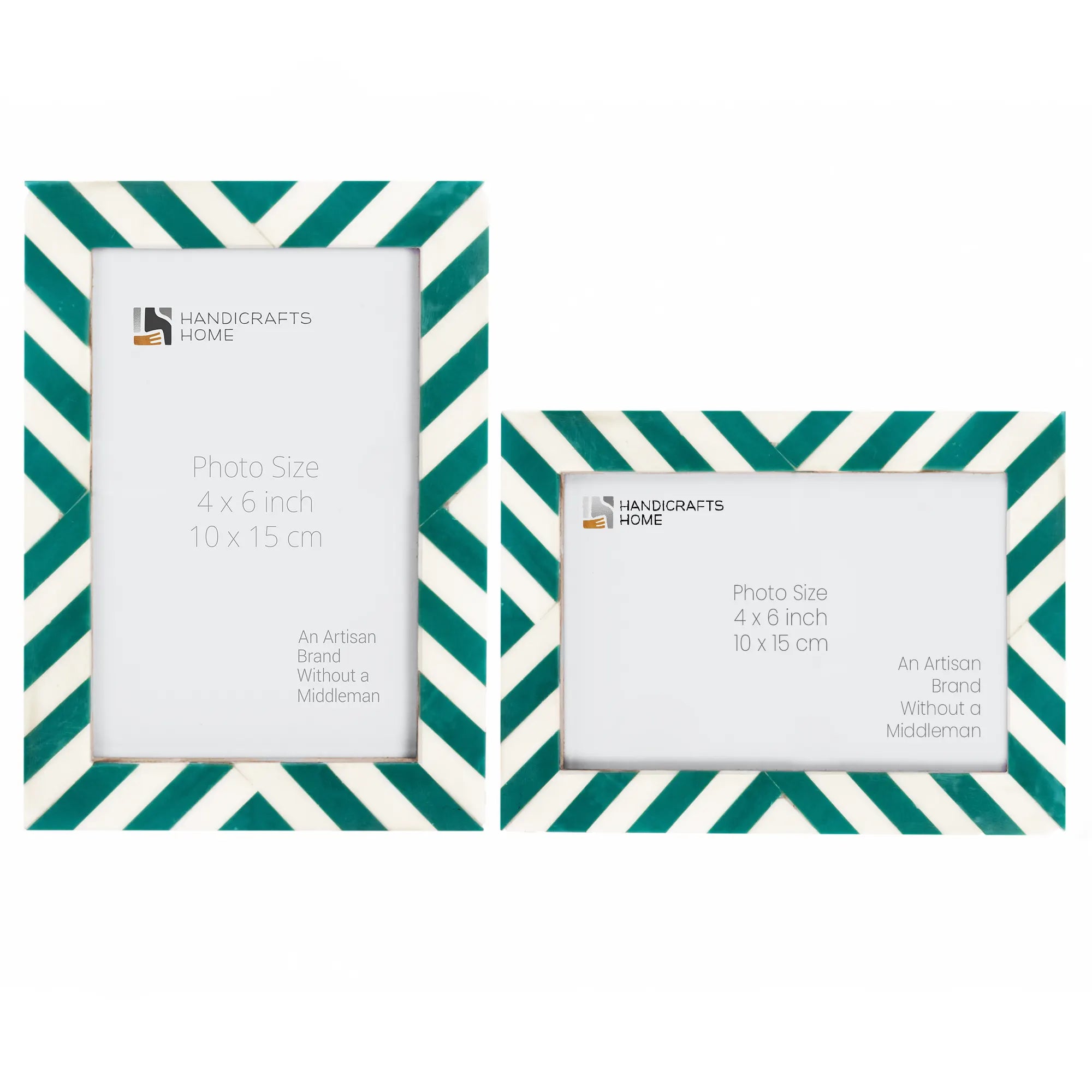 Candy Cane Mint Resin Inlay Picture Frame, Green - White, 3 Sizes (Set of 2)