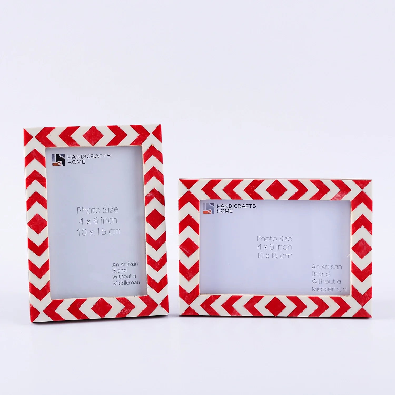 Picture Frame Set of 2 Red White Resin Inlay 4x6 5x7 8x10