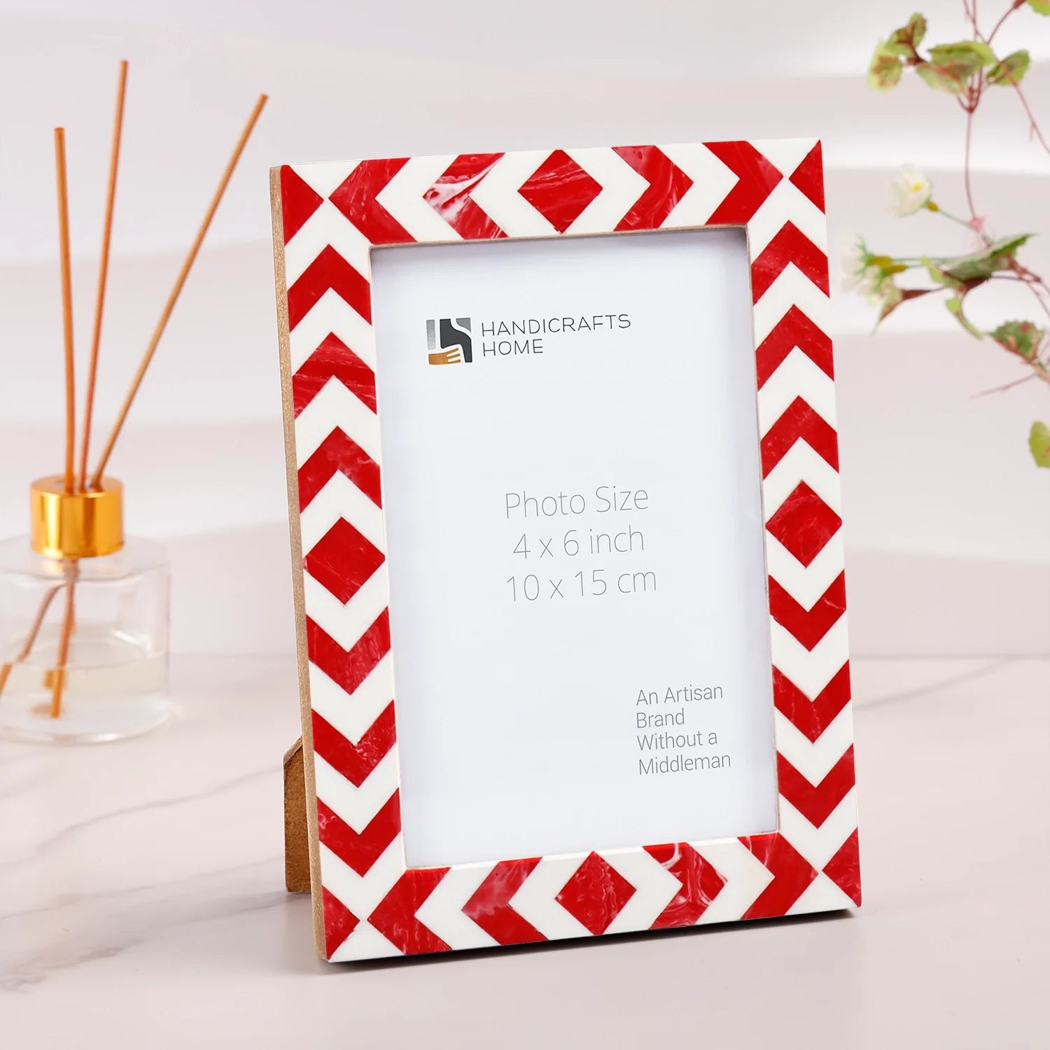 Picture Frame Set of 2 Red White Resin Inlay 4x6 5x7 8x10