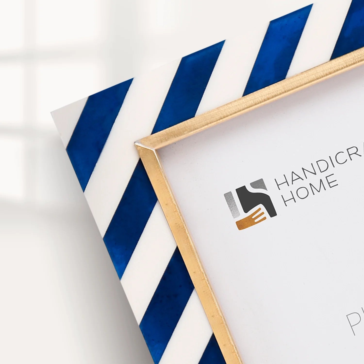 Halo Gondola Blue White Resin & Brass Inlay Picture Frames