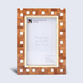 Picture Frame Halo Parquet Collection Brass, Resin & Wood Inlay Brown & White – 4x6 & 5x7"