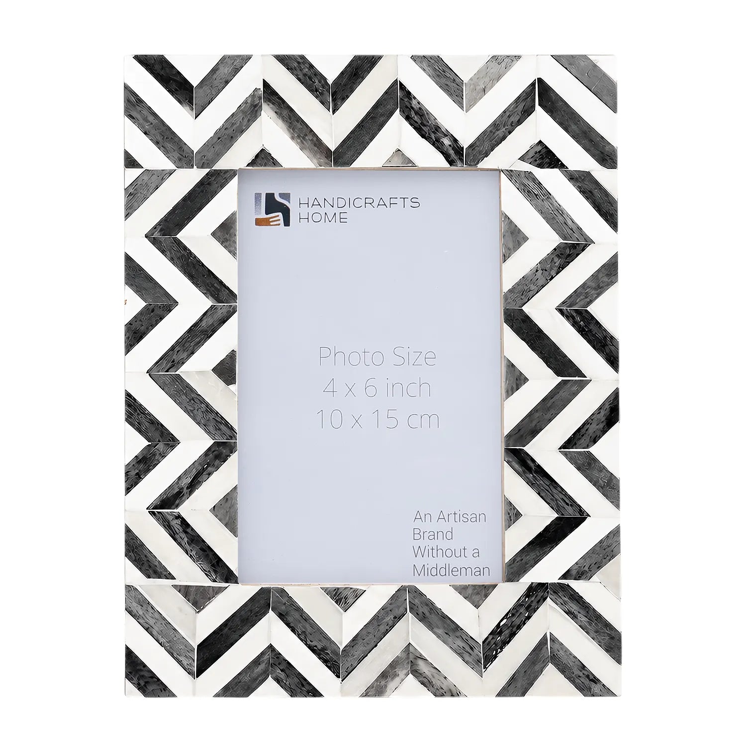 Grey Bone Inlay Picture Frame | 4"x6" Zigzag Herringbone