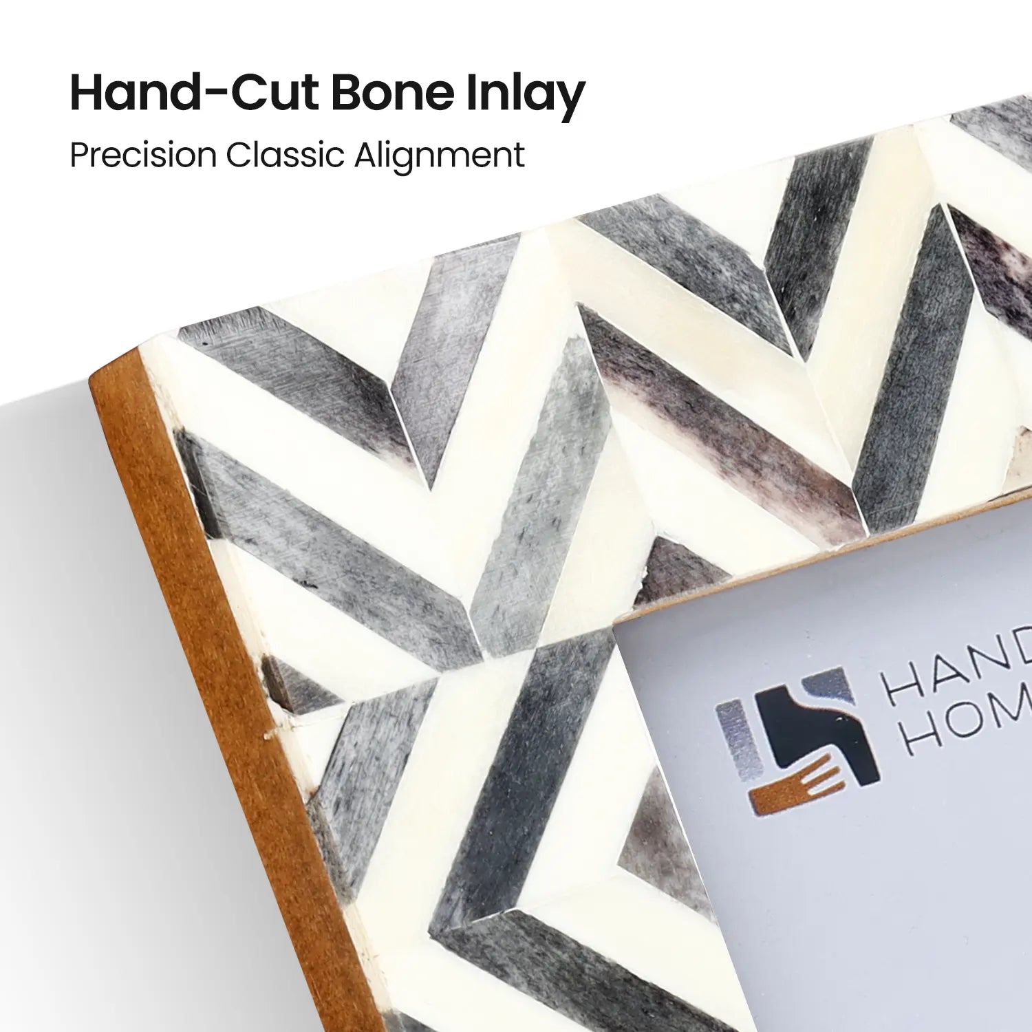 Grey Bone Inlay Picture Frame | 4"x6" Zigzag Herringbone