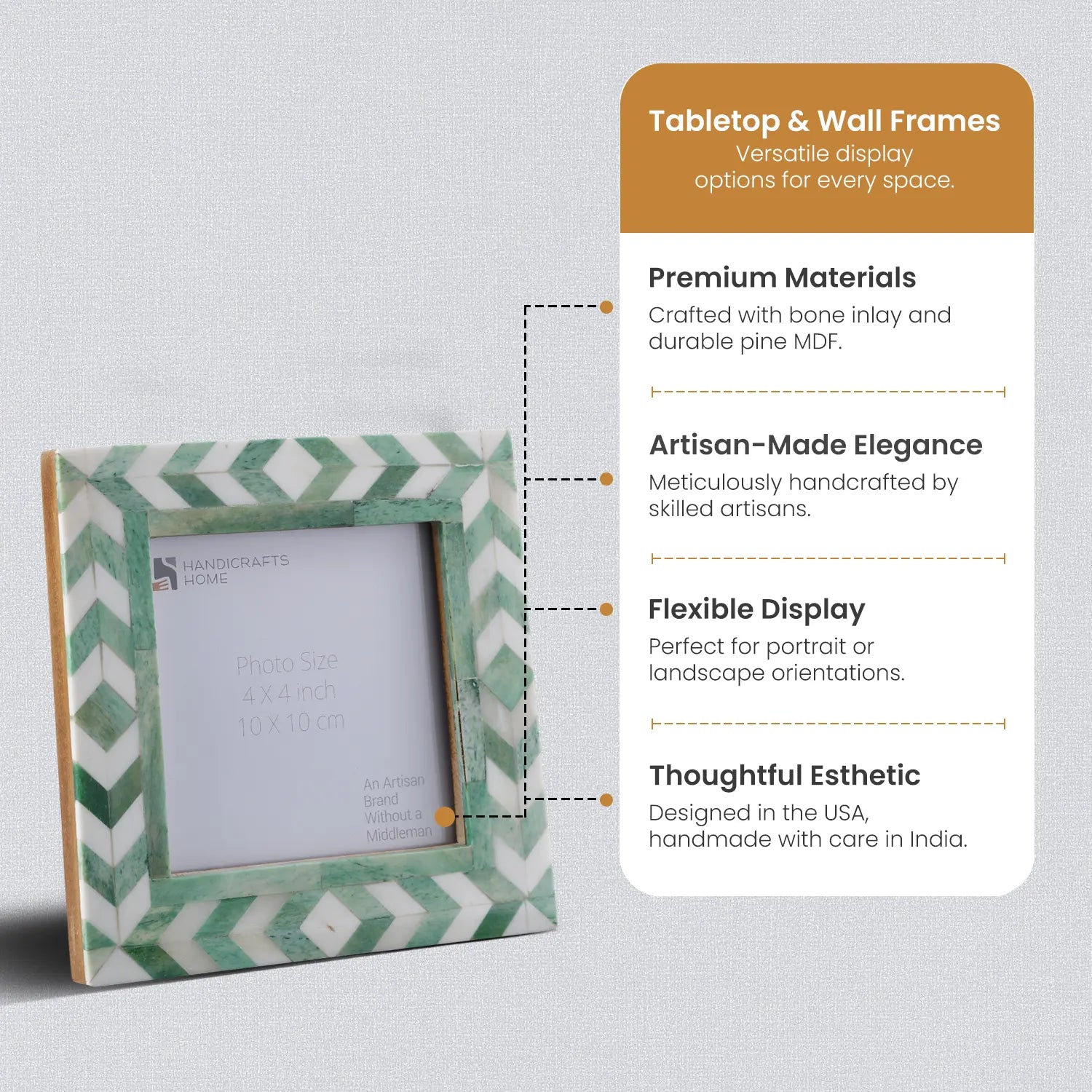 Picture Frame Taj Pattern Collection Bone Inlay Green 2 Sizes