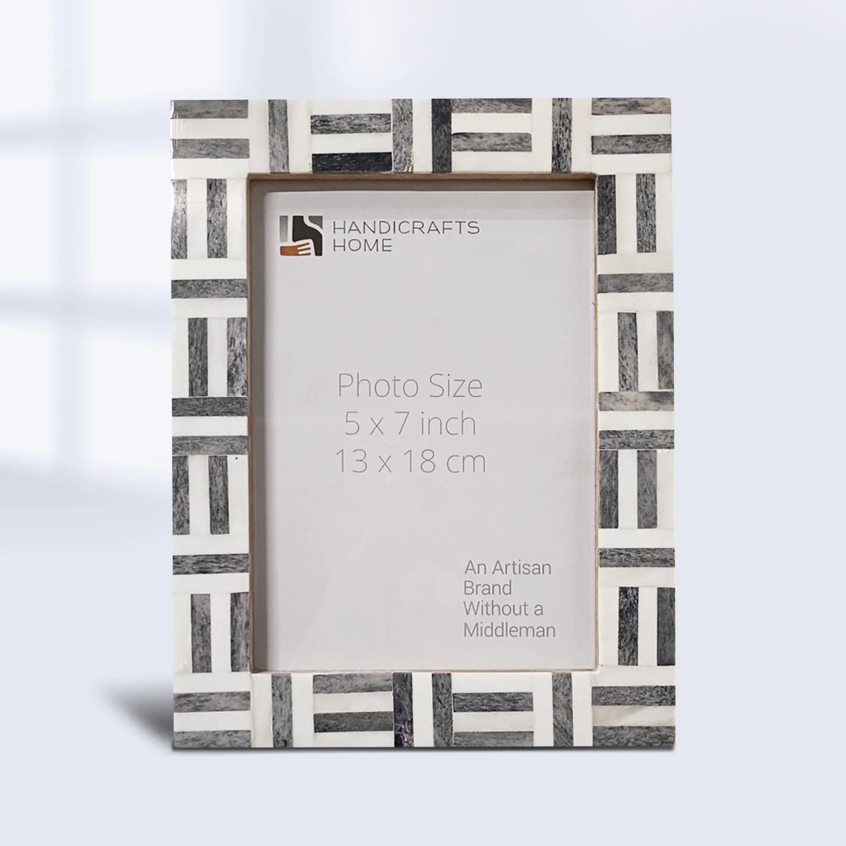Grey bone inlay grid picture frame