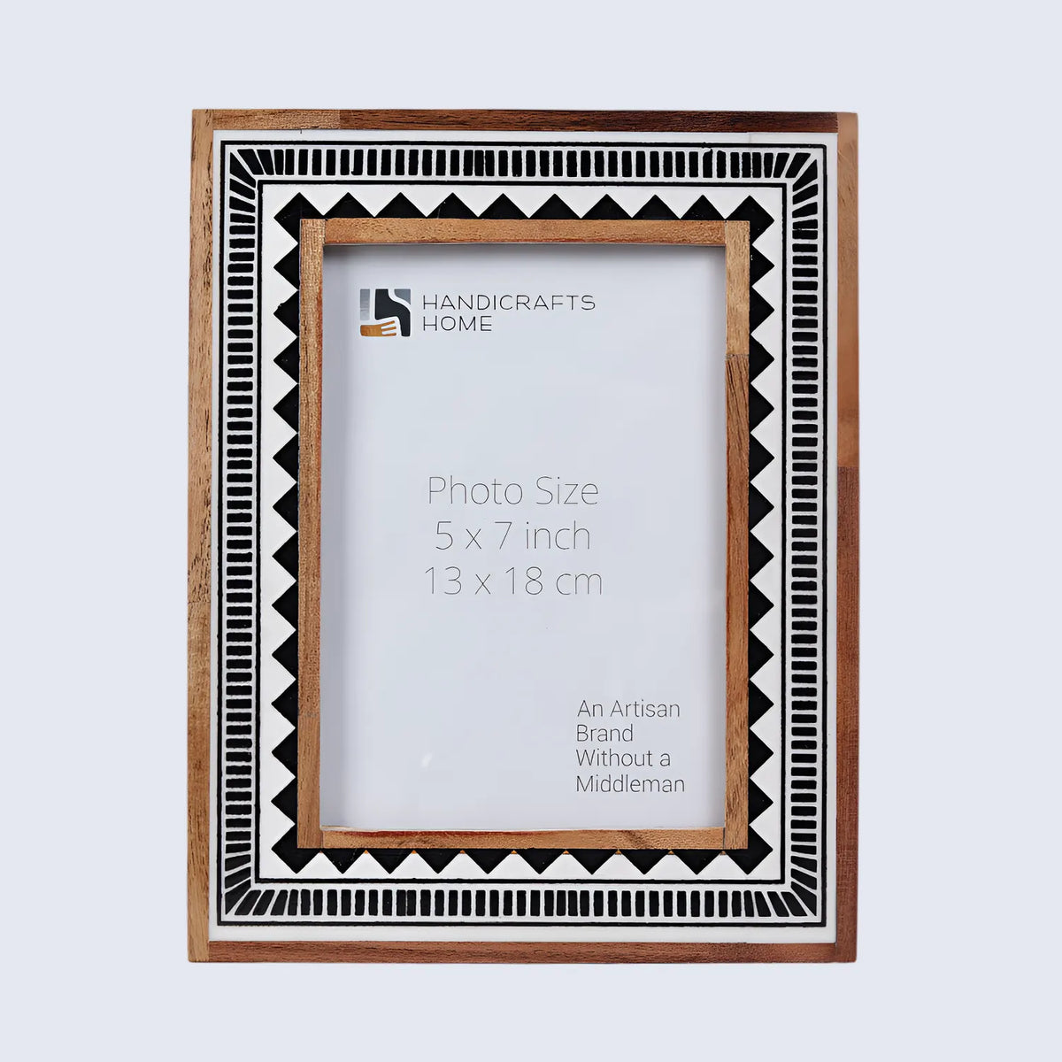 Black and white geometric resin inlay picture frame