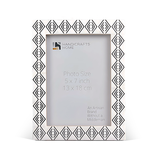 Black and ivory diamond resin inlay picture frame