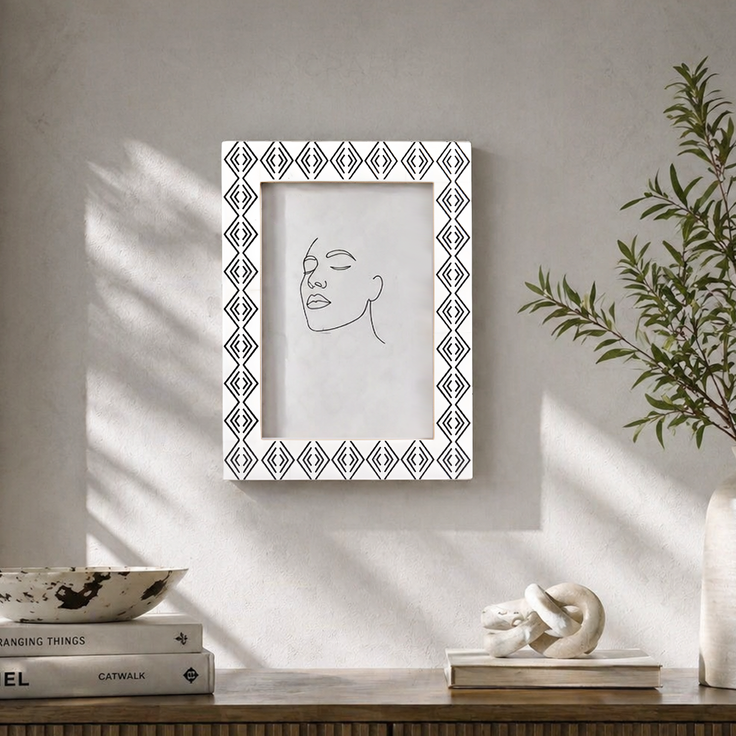 Black White Resin Inlay Diamond Arts Picture Frame 4x6 5x7